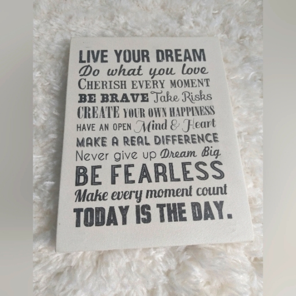 NWT "Love your dream " quote canvas wall decor